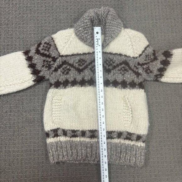 Vintage Handmade Knit Wool Sweater Youth Small Heavyweight Thick Jumper Collared - Picture 5 of 10